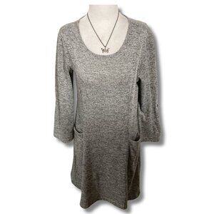 PAPA VANCOUVER Gray stretchy knit tunic dress ~  LARGE dress w/ pockets
